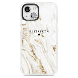 Personalised White & Gold Swirl Marble Custom Phone Case iPhone 15 Plus / Magsafe Impact Case,iPhone 15 / Magsafe Impact Case Blanc Space