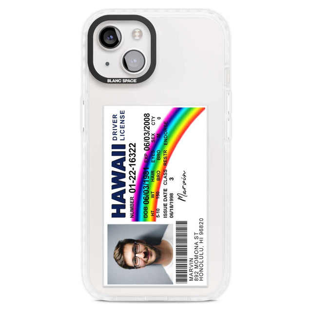 Personalised Hawaii Driving License Custom Phone Case iPhone 15 Plus / Magsafe Impact Case,iPhone 15 / Magsafe Impact Case Blanc Space