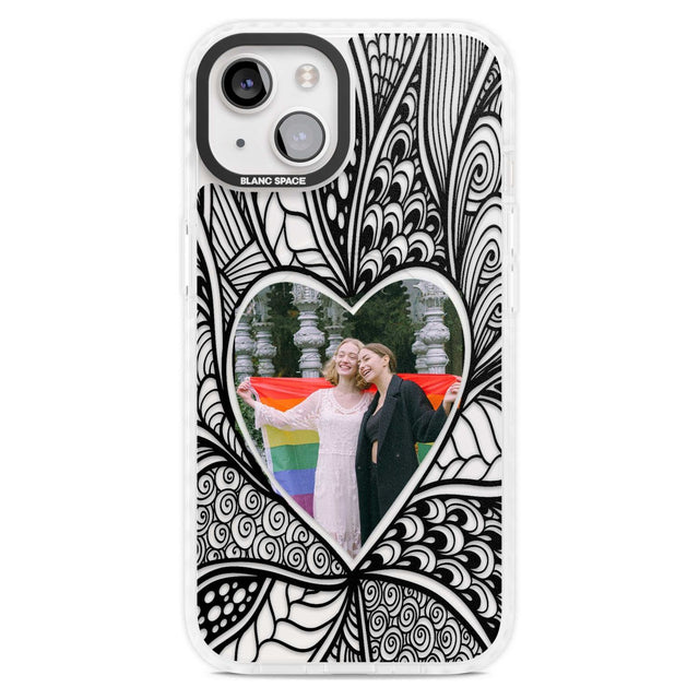 Personalised Henna Heart Photo Case Custom Phone Case iPhone 15 Plus / Magsafe Impact Case,iPhone 15 / Magsafe Impact Case Blanc Space
