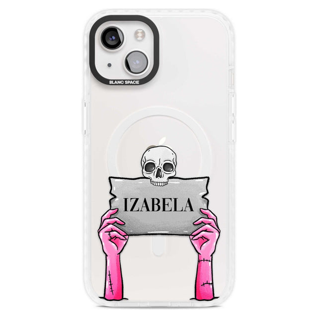 Personalised Grave Plaque Custom Phone Case iPhone 15 Plus / Magsafe Impact Case,iPhone 15 / Magsafe Impact Case Blanc Space