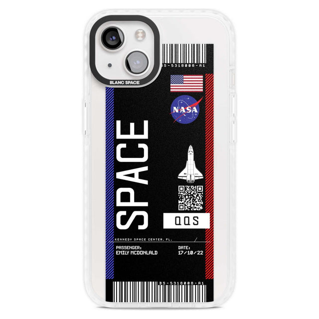 Personalised NASA Boarding Pass (Dark) Custom Phone Case iPhone 15 Plus / Magsafe Impact Case,iPhone 15 / Magsafe Impact Case Blanc Space