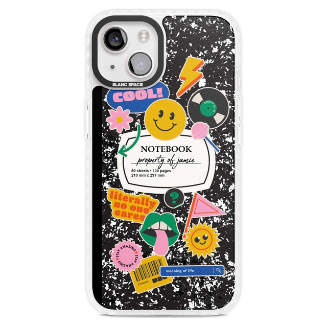 Personalised Notebook Cover with Stickers Custom Phone Case iPhone 15 Plus / Magsafe Impact Case,iPhone 15 / Magsafe Impact Case Blanc Space