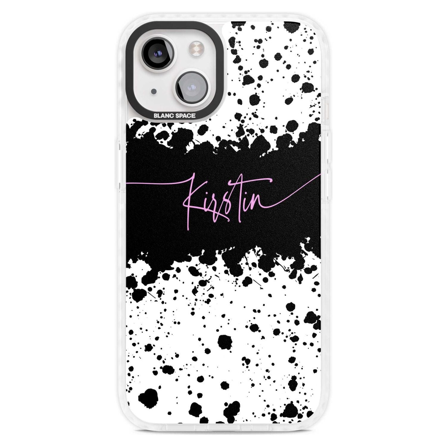 Personalised Black & White Paint Splatters Custom Phone Case iPhone 15 Plus / Magsafe Impact Case,iPhone 15 / Magsafe Impact Case Blanc Space