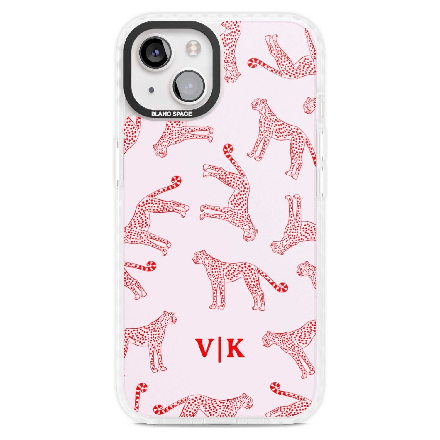 Personalised + Red & Pink Cheetah Custom Phone Case iPhone 15 Plus / Magsafe Impact Case,iPhone 15 / Magsafe Impact Case Blanc Space