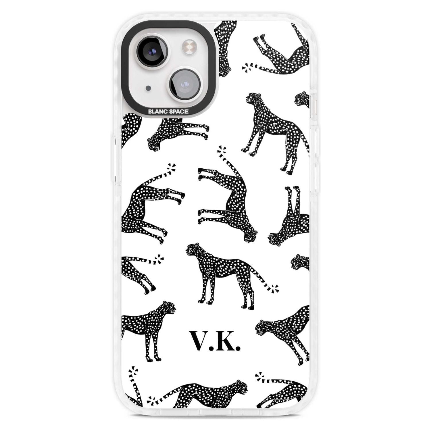 Personalised Cheetah Black & White Custom Phone Case iPhone 15 Plus / Magsafe Impact Case,iPhone 15 / Magsafe Impact Case Blanc Space