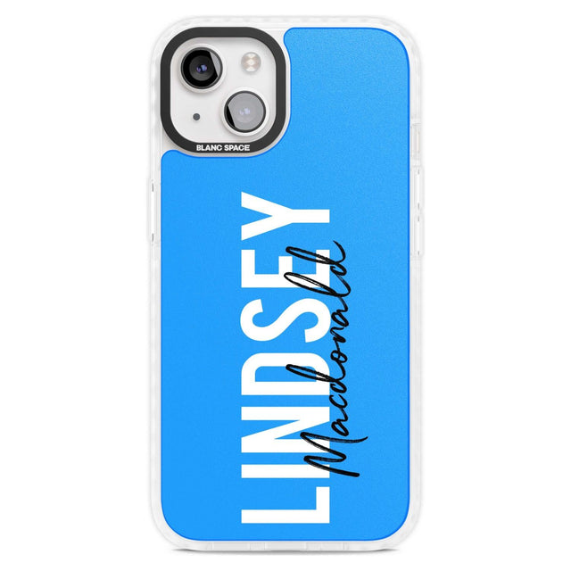 Personalised Bold Name: Blue Custom Phone Case iPhone 15 Plus / Magsafe Impact Case,iPhone 15 / Magsafe Impact Case Blanc Space