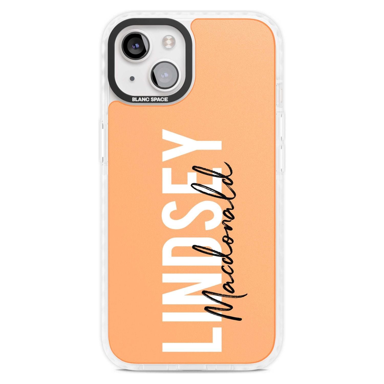 Personalised Bold Name: Peach Custom Phone Case iPhone 15 Plus / Magsafe Impact Case,iPhone 15 / Magsafe Impact Case Blanc Space