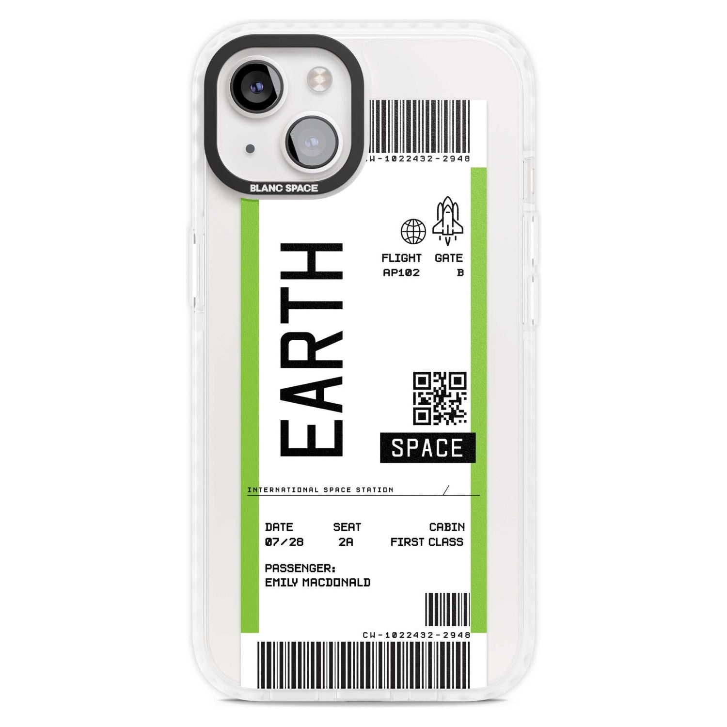 Personalised Earth Space Travel Ticket Custom Phone Case iPhone 15 Plus / Magsafe Impact Case,iPhone 15 / Magsafe Impact Case Blanc Space