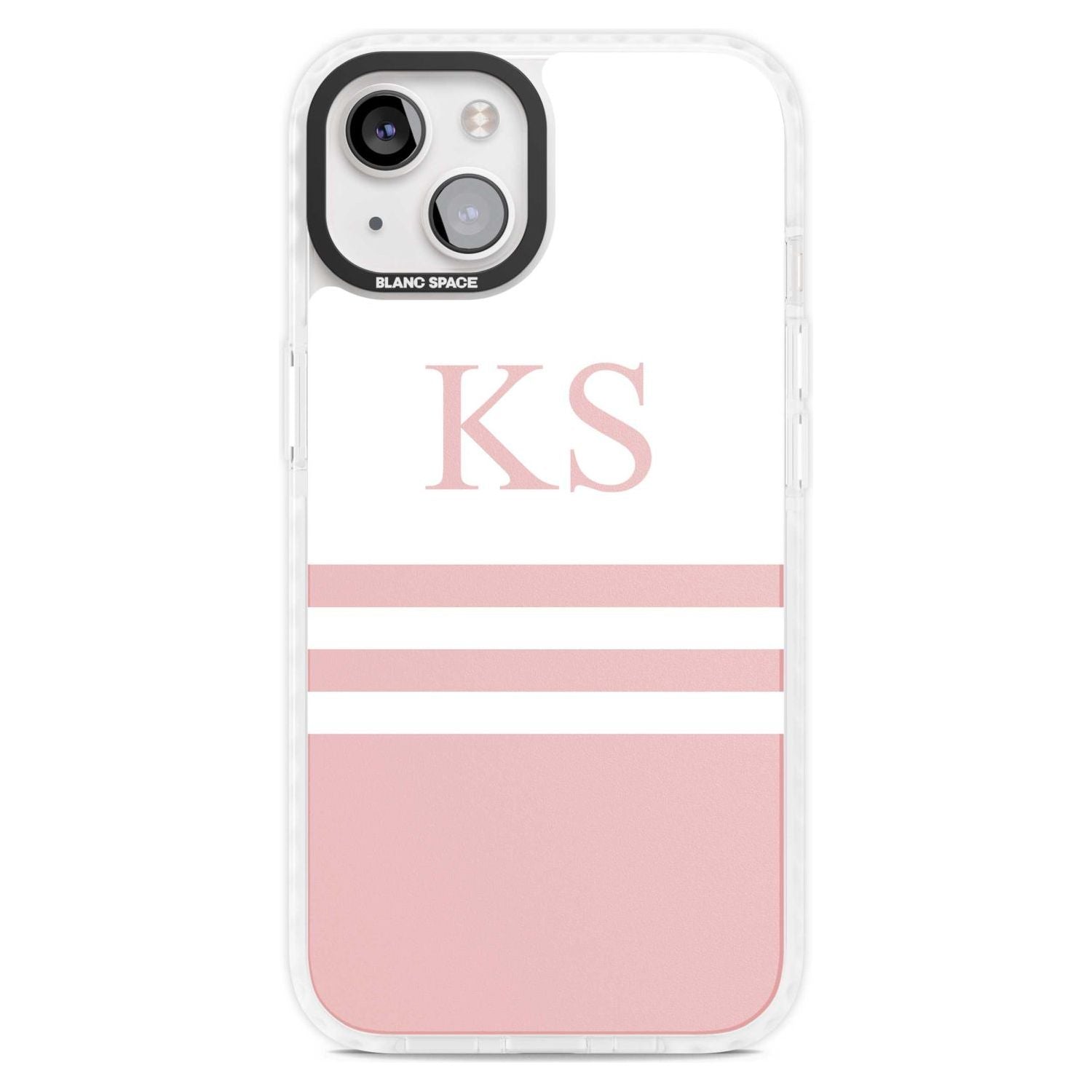 Personalised Minimal Pink Stripes & Initials Custom Phone Case iPhone 15 Plus / Magsafe Impact Case,iPhone 15 / Magsafe Impact Case Blanc Space