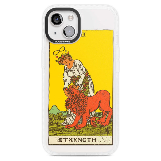 Personalised Strength Tarot Card - Colour Custom Phone Case iPhone 15 Plus / Magsafe Impact Case,iPhone 15 / Magsafe Impact Case Blanc Space