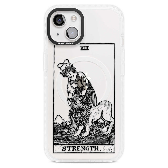 Personalised Strength Tarot Card - Transparent Custom Phone Case iPhone 15 Plus / Magsafe Impact Case,iPhone 15 / Magsafe Impact Case Blanc Space