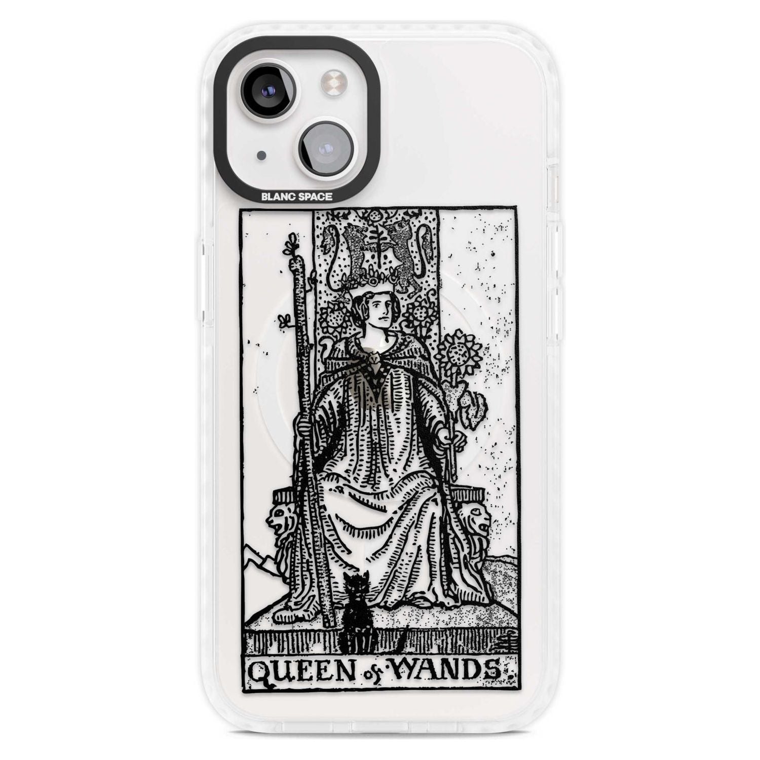 Personalised Queen of Wands Tarot Card - Transparent Custom Phone Case iPhone 15 Plus / Magsafe Impact Case,iPhone 15 / Magsafe Impact Case Blanc Space