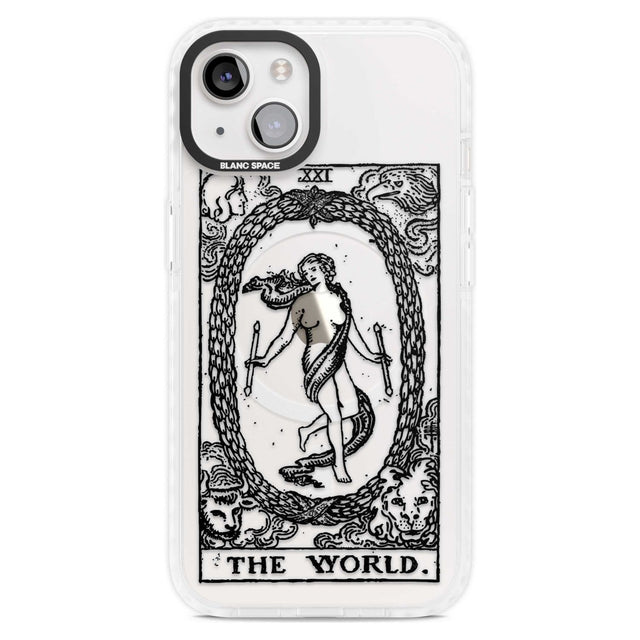 Personalised The World Tarot Card - Transparent Custom Phone Case iPhone 15 Plus / Magsafe Impact Case,iPhone 15 / Magsafe Impact Case Blanc Space
