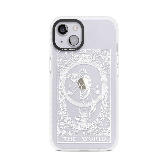 Personalised The World Tarot Card - White Transparent Custom Phone Case iPhone 15 Plus / Magsafe Impact Case,iPhone 15 / Magsafe Impact Case Blanc Space