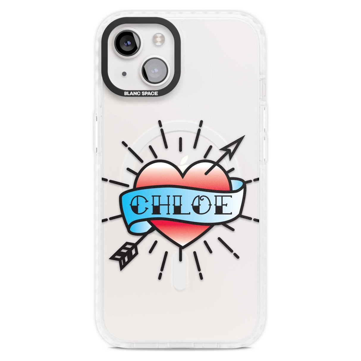 Personalised Heart Tattoo Custom Phone Case iPhone 15 Plus / Magsafe Impact Case,iPhone 15 / Magsafe Impact Case Blanc Space