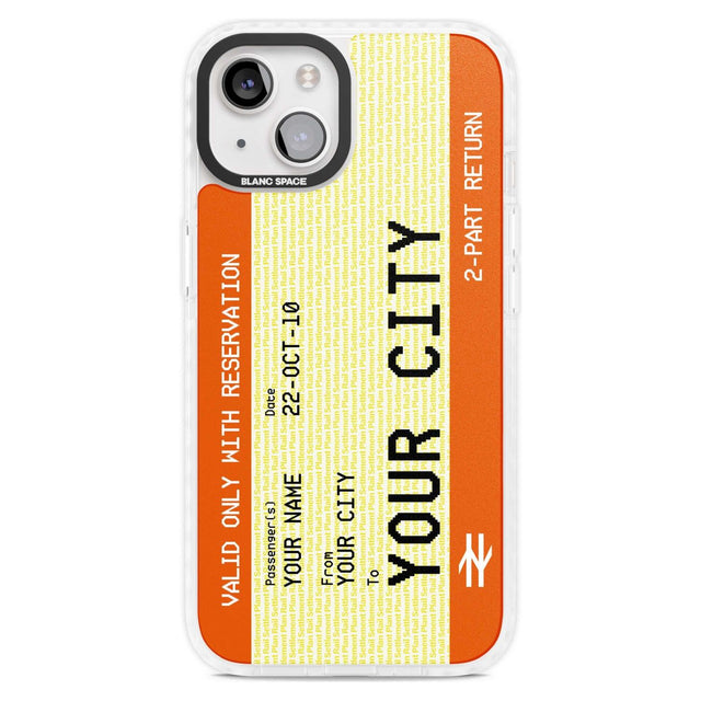Personalised Create Your Own Train Ticket Custom Phone Case iPhone 15 Plus / Magsafe Impact Case,iPhone 15 / Magsafe Impact Case Blanc Space