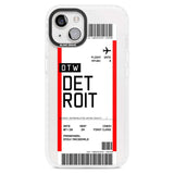 Personalised Detroit Boarding Pass Custom Phone Case iPhone 15 Plus / Magsafe Impact Case,iPhone 15 / Magsafe Impact Case Blanc Space