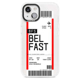 Personalised Belfast Boarding Pass Custom Phone Case iPhone 15 Plus / Magsafe Impact Case,iPhone 15 / Magsafe Impact Case Blanc Space