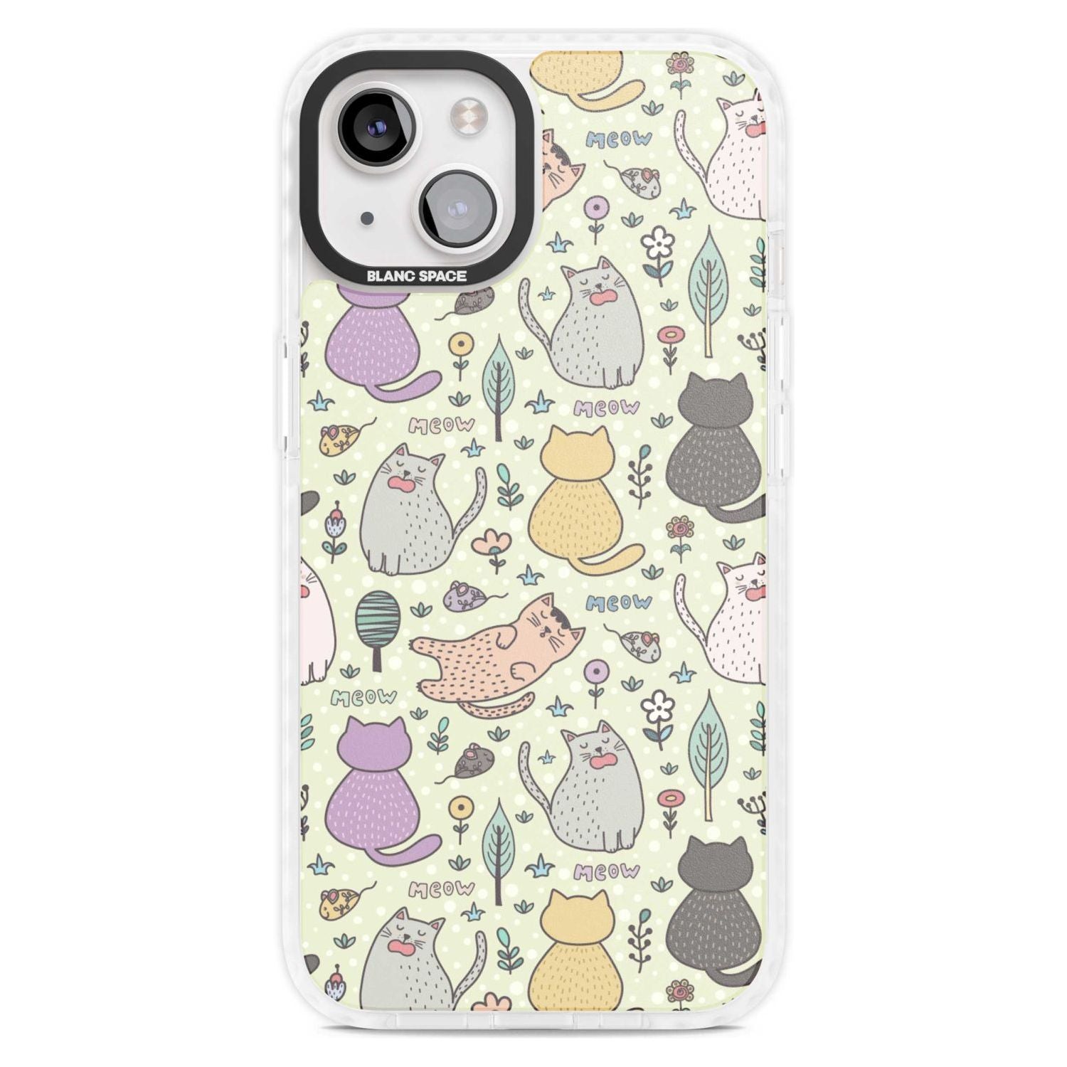 Cat Pattern Cream Phone Case iPhone 15 Plus / Magsafe Impact Case,iPhone 15 / Magsafe Impact Case Blanc Space