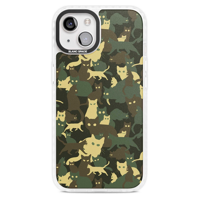 Forest Green Cat Camouflage Pattern Phone Case iPhone 15 Plus / Magsafe Impact Case,iPhone 15 / Magsafe Impact Case Blanc Space