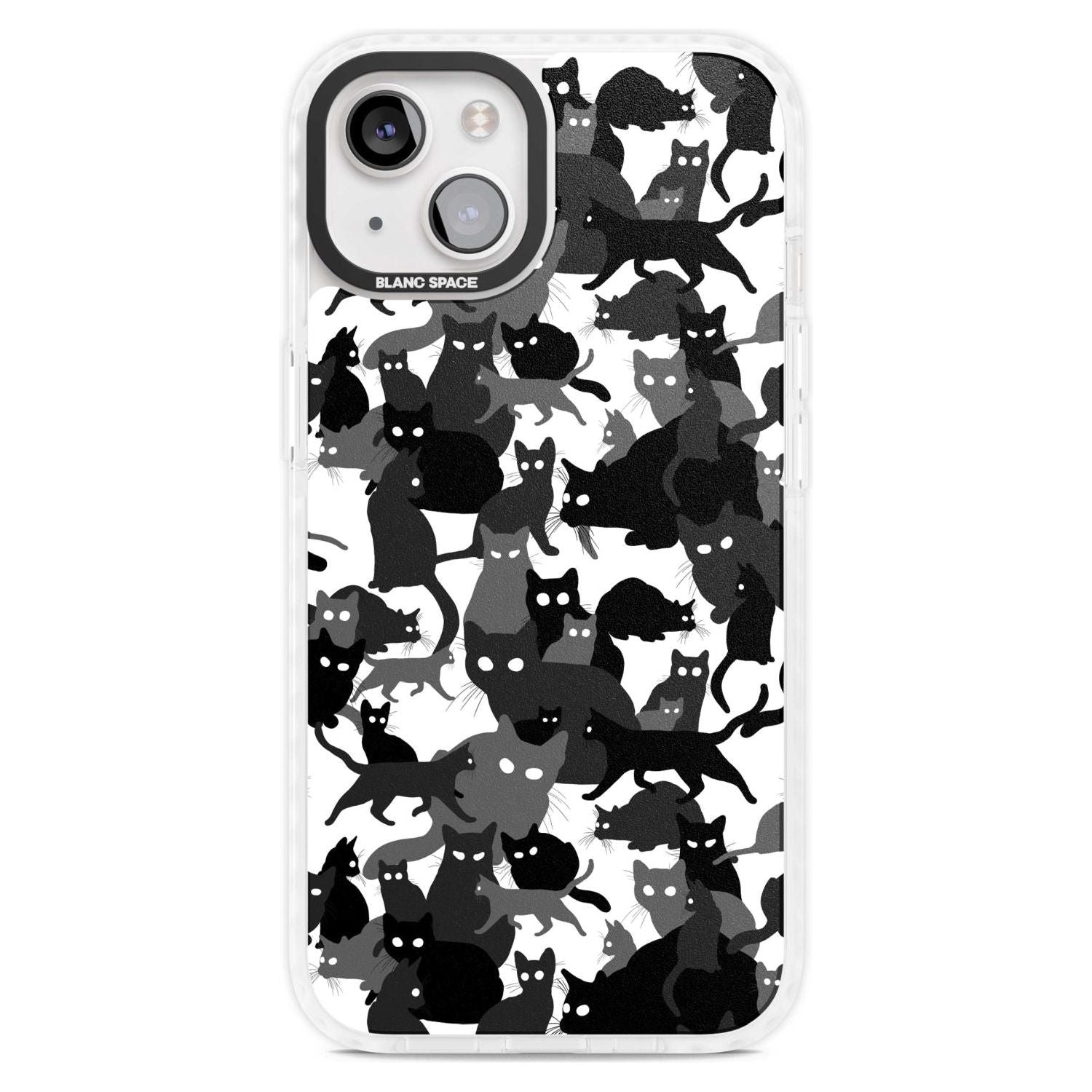 Black & White Cat Camouflage Phone Case iPhone 15 Plus / Magsafe Impact Case,iPhone 15 / Magsafe Impact Case Blanc Space