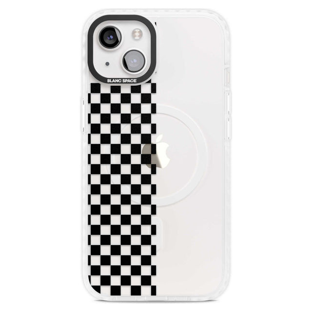 Checker: Half Black Check on Clear Phone Case iPhone 15 Plus / Magsafe Impact Case,iPhone 15 / Magsafe Impact Case Blanc Space