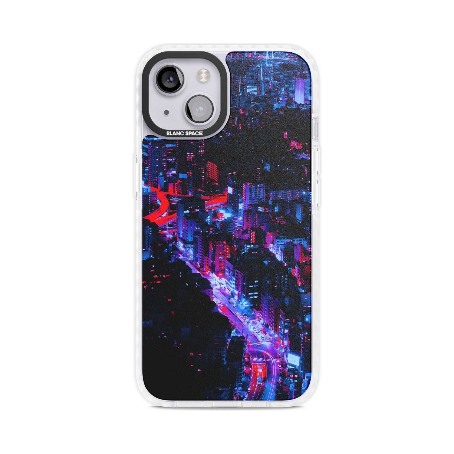 Arial City View - Neon Cities Photographs Phone Case iPhone 15 Plus / Magsafe Impact Case,iPhone 15 / Magsafe Impact Case Blanc Space
