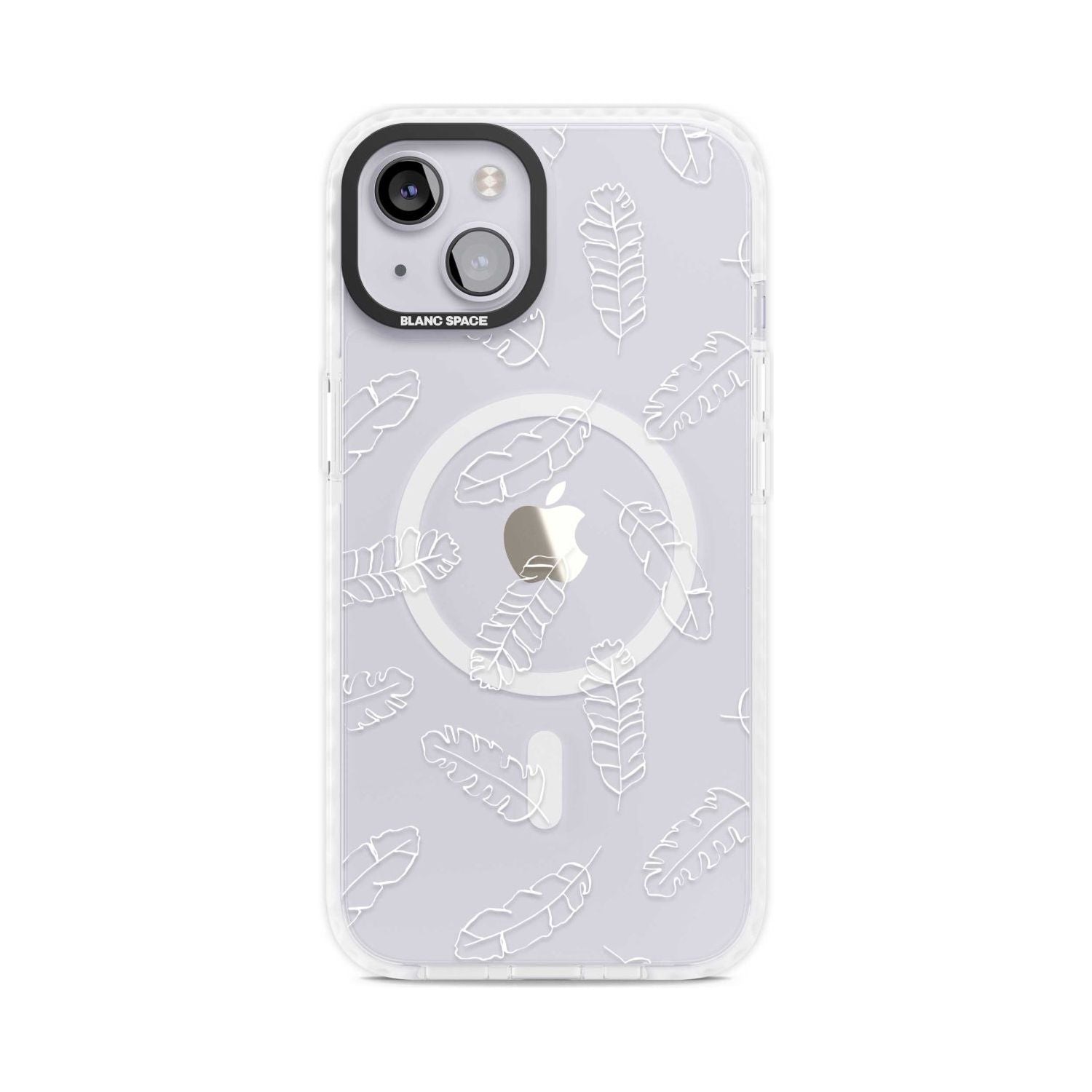 Clear Botanical Designs: Palm Leaves Phone Case iPhone 15 Plus / Magsafe Impact Case,iPhone 15 / Magsafe Impact Case Blanc Space