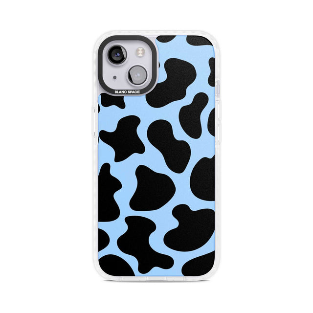 Blue and Black Cow Print Phone Case iPhone 15 Plus / Magsafe Impact Case,iPhone 15 / Magsafe Impact Case Blanc Space