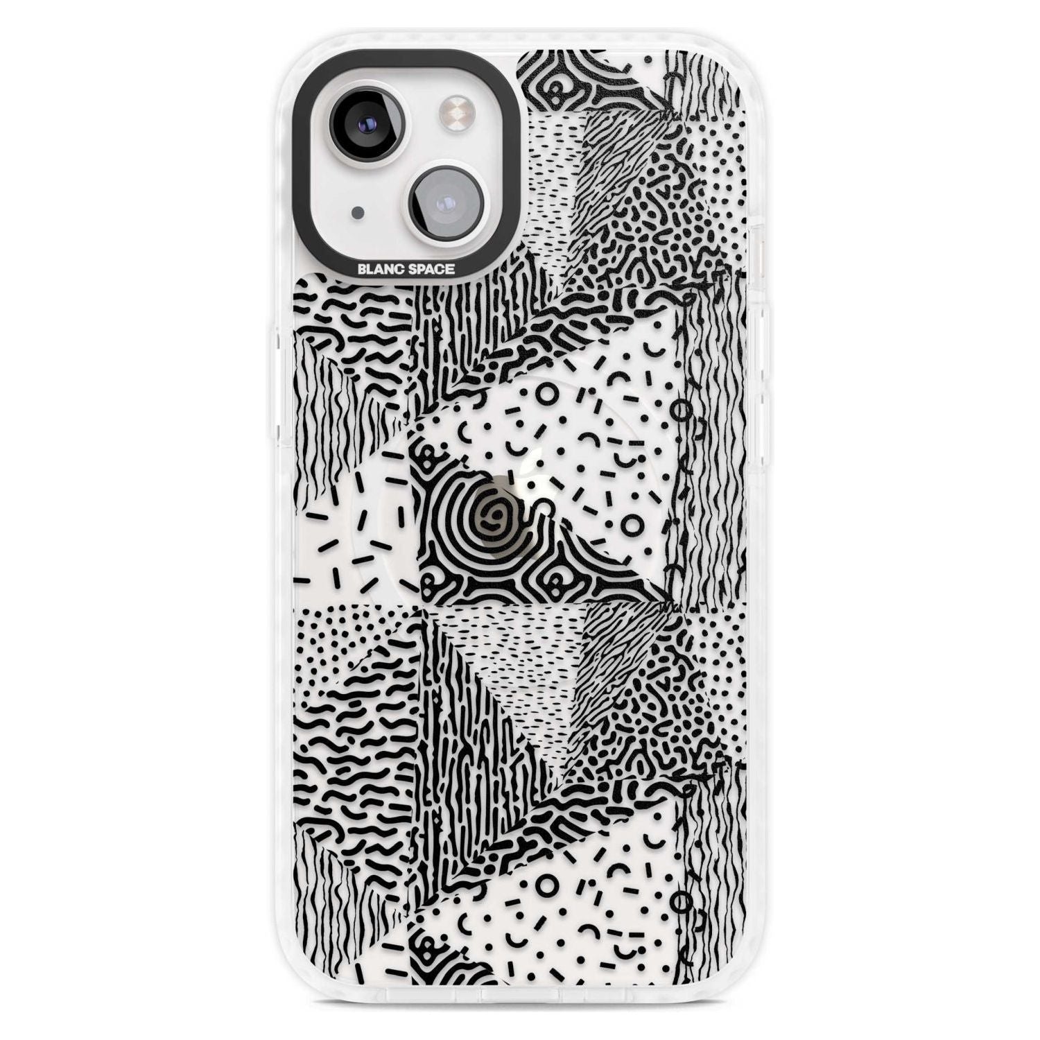 Pattern Mashup (Black) Phone Case iPhone 15 Plus / Magsafe Impact Case,iPhone 15 / Magsafe Impact Case Blanc Space