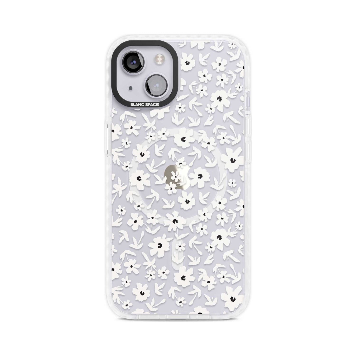 Floral Print on Transparent Phone Case iPhone 15 Plus / Magsafe Impact Case,iPhone 15 / Magsafe Impact Case Blanc Space