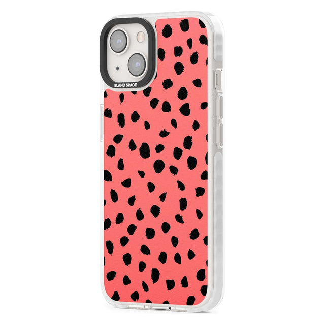 Black on Salmon Pink Dalmatian Polka Dot Spots Phone Case iPhone 15 Pro Max / Black Impact Case,iPhone 15 Plus / Black Impact Case,iPhone 15 Pro / Black Impact Case,iPhone 15 / Black Impact Case,iPhone 15 Pro Max / Impact Case,iPhone 15 Plus / Impact Case,iPhone 15 Pro / Impact Case,iPhone 15 / Impact Case,iPhone 15 Pro Max / Magsafe Black Impact Case,iPhone 15 Plus / Magsafe Black Impact Case,iPhone 15 Pro / Magsafe Black Impact Case,iPhone 15 / Magsafe Black Impact Case,iPhone 14 Pro Max / Black Impact Ca