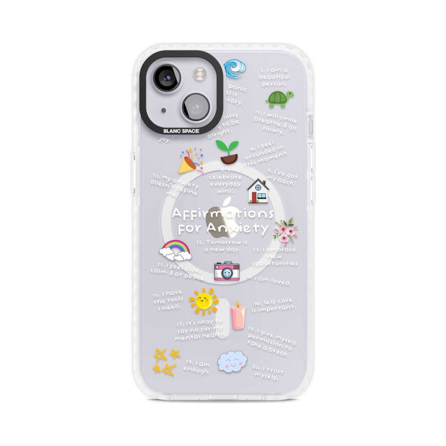 Anxiety White Text Phone Case iPhone 15 Plus / Magsafe Impact Case,iPhone 15 / Magsafe Impact Case Blanc Space
