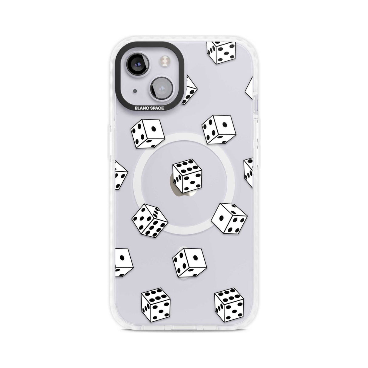 Clear Dice Pattern Phone Case iPhone 15 Plus / Magsafe Impact Case,iPhone 15 / Magsafe Impact Case Blanc Space