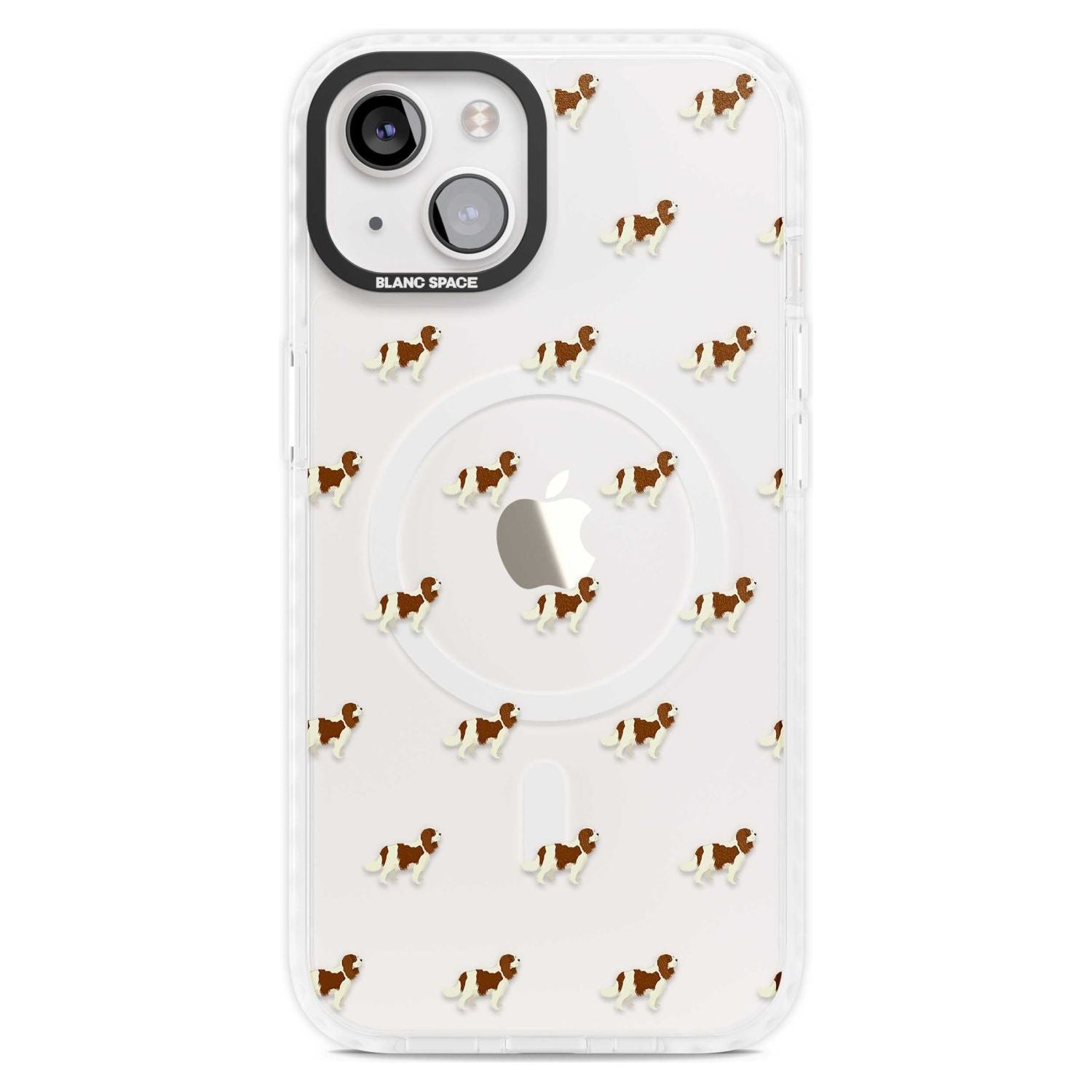 Cavalier King Charles Spaniel Pattern Clear Phone Case iPhone 15 Plus / Magsafe Impact Case,iPhone 15 / Magsafe Impact Case Blanc Space