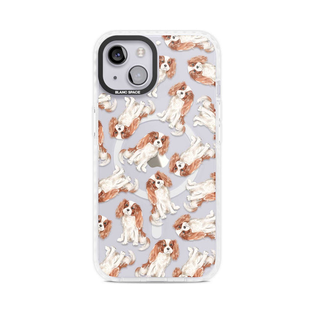 Cavalier King Charles Spaniel Dog Pattern Phone Case iPhone 15 Plus / Magsafe Impact Case,iPhone 15 / Magsafe Impact Case Blanc Space