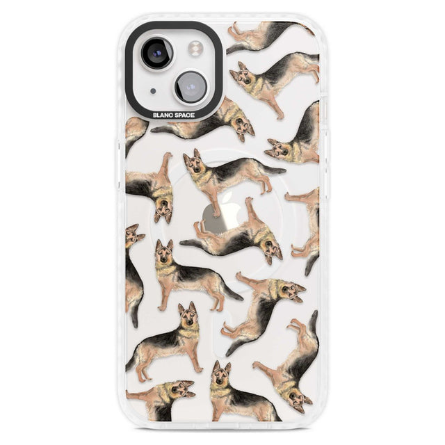 German Shepherd Watercolour Dog Pattern Phone Case iPhone 15 Plus / Magsafe Impact Case,iPhone 15 / Magsafe Impact Case Blanc Space