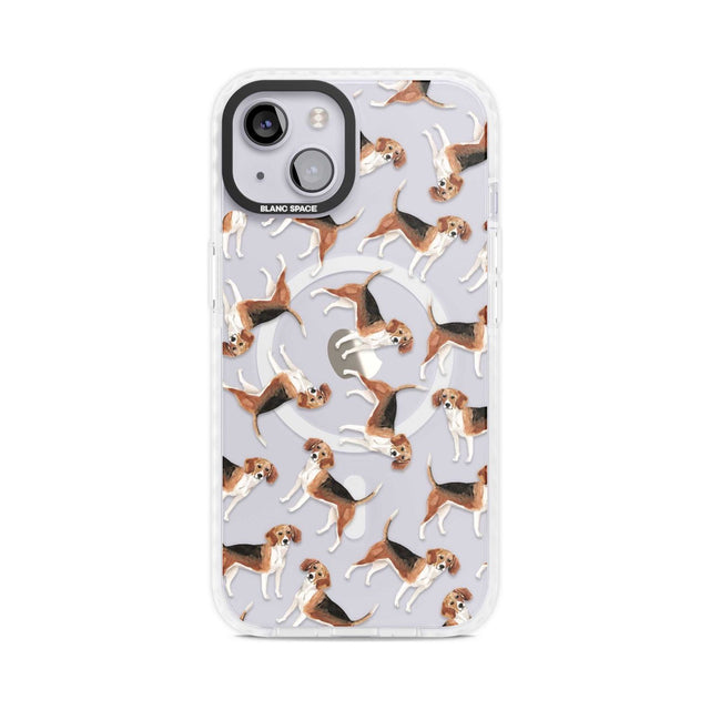 Beagle Watercolour Dog Pattern Phone Case iPhone 15 Plus / Magsafe Impact Case,iPhone 15 / Magsafe Impact Case Blanc Space