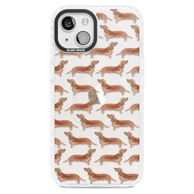 Dachshund (Red) Watercolour Dog Pattern Phone Case iPhone 15 Plus / Magsafe Impact Case,iPhone 15 / Magsafe Impact Case Blanc Space