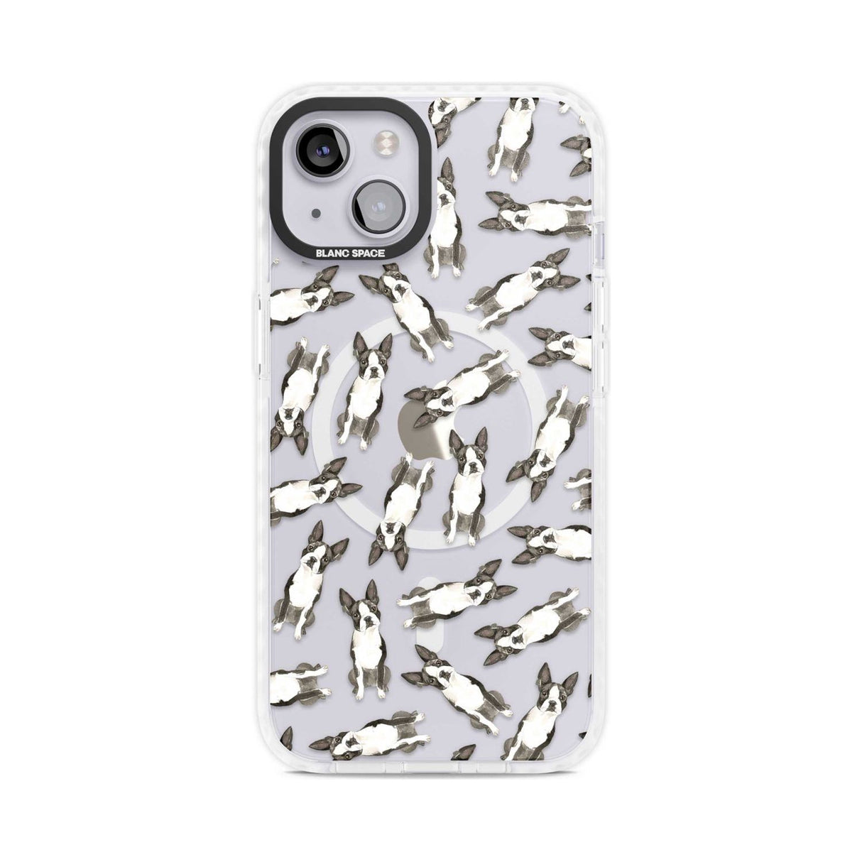 Boston Terrier Watercolour Dog Pattern Phone Case iPhone 15 Plus / Magsafe Impact Case,iPhone 15 / Magsafe Impact Case Blanc Space