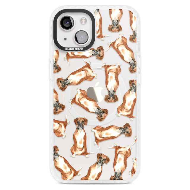 Boxer Watercolour Dog Pattern Phone Case iPhone 15 Plus / Magsafe Impact Case,iPhone 15 / Magsafe Impact Case Blanc Space