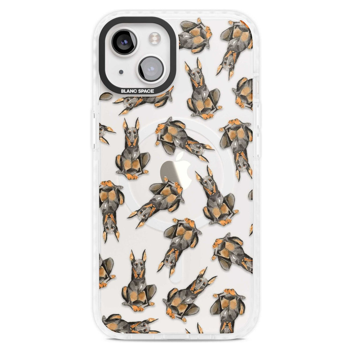 Doberman Watercolour Dog Pattern Phone Case iPhone 15 Plus / Magsafe Impact Case,iPhone 15 / Magsafe Impact Case Blanc Space