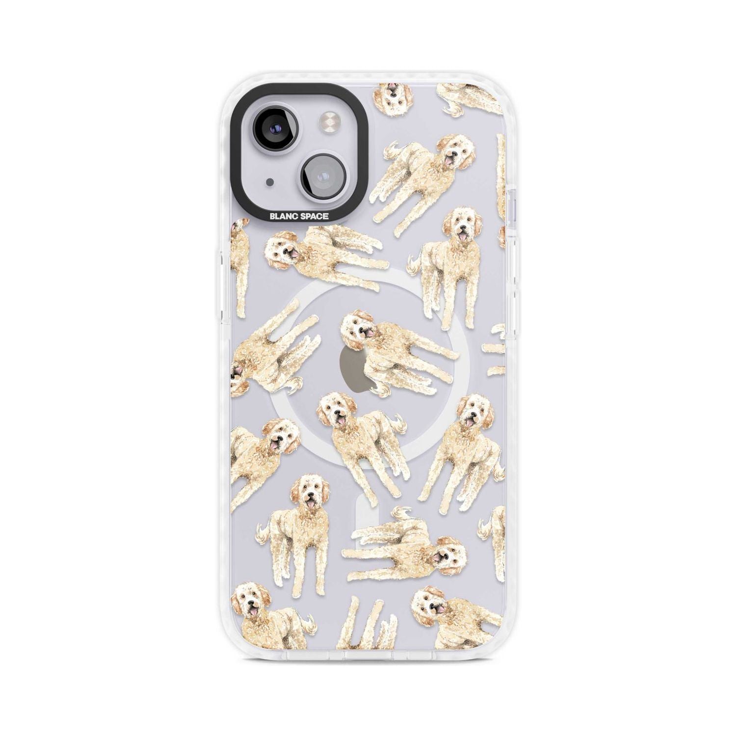 Goldendoodle Watercolour Dog Pattern Phone Case iPhone 15 Plus / Magsafe Impact Case,iPhone 15 / Magsafe Impact Case Blanc Space