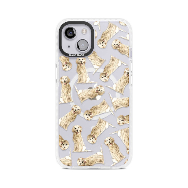 Golden Retriever Watercolour Dog Pattern Phone Case iPhone 15 Plus / Magsafe Impact Case,iPhone 15 / Magsafe Impact Case Blanc Space