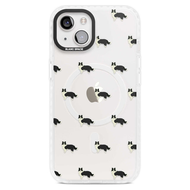 Border Collie Dog Pattern Clear Phone Case iPhone 15 Plus / Magsafe Impact Case,iPhone 15 / Magsafe Impact Case Blanc Space