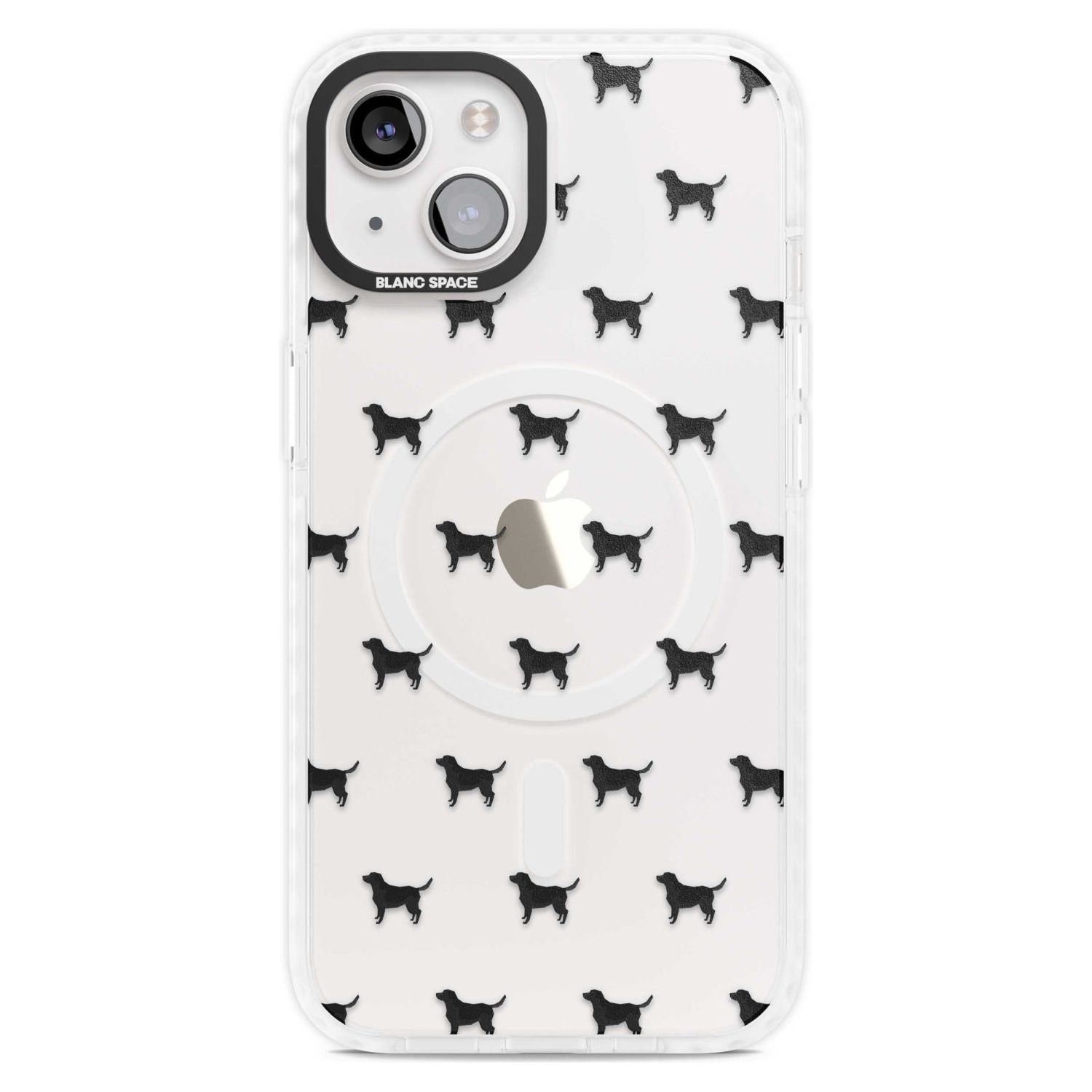 Black Labrador Dog Pattern Clear Phone Case iPhone 15 Plus / Magsafe Impact Case,iPhone 15 / Magsafe Impact Case Blanc Space