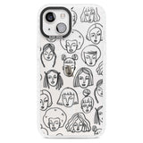 Girl Portrait Doodles Phone Case iPhone 15 Plus / Magsafe Impact Case,iPhone 15 / Magsafe Impact Case Blanc Space