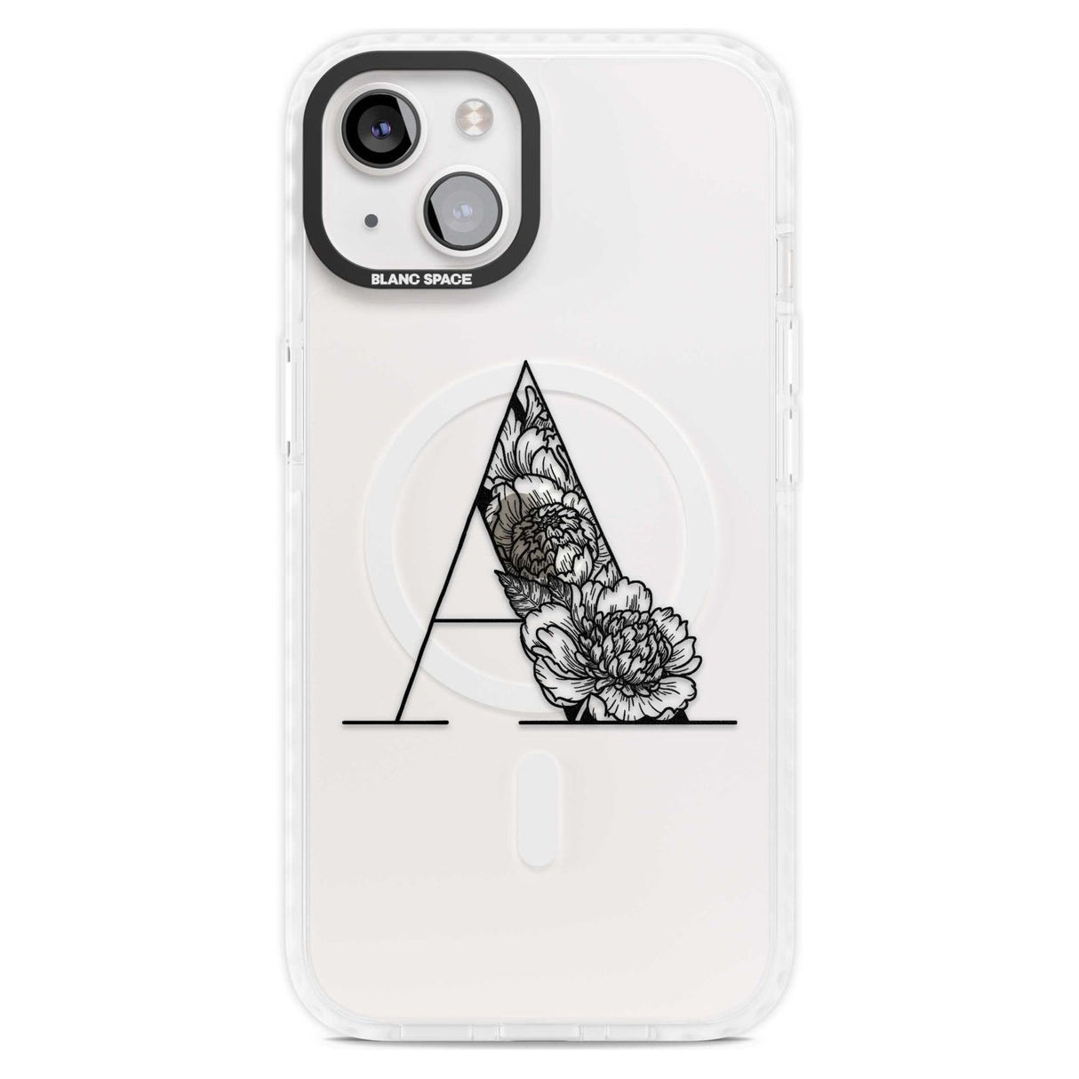 Floral Monogram Letter Custom Phone Case iPhone 15 Plus / Magsafe Impact Case,iPhone 15 / Magsafe Impact Case Blanc Space