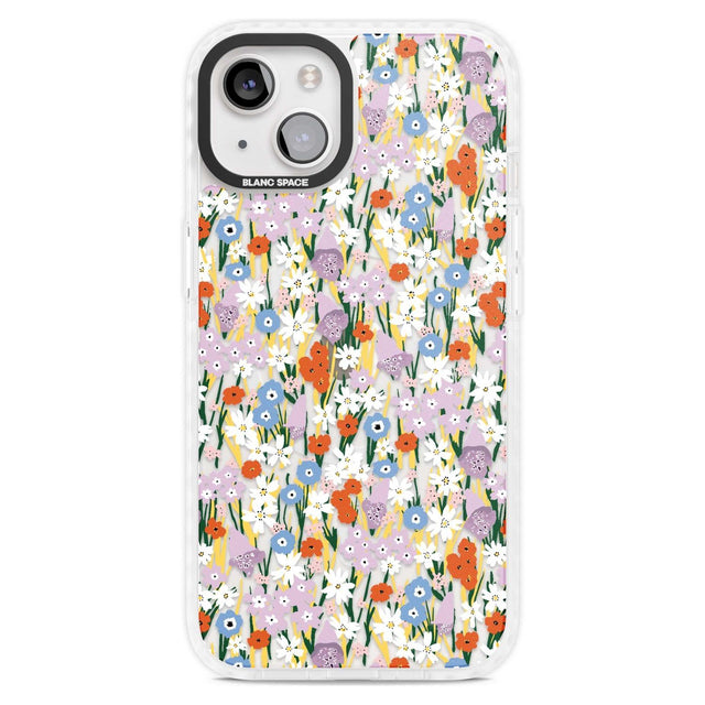 Energetic Floral Mix: Transparent Phone Case iPhone 15 Plus / Magsafe Impact Case,iPhone 15 / Magsafe Impact Case Blanc Space
