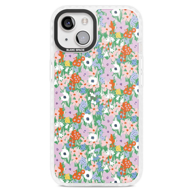 Jazzy Floral Mix: Transparent Phone Case iPhone 15 Plus / Magsafe Impact Case,iPhone 15 / Magsafe Impact Case Blanc Space